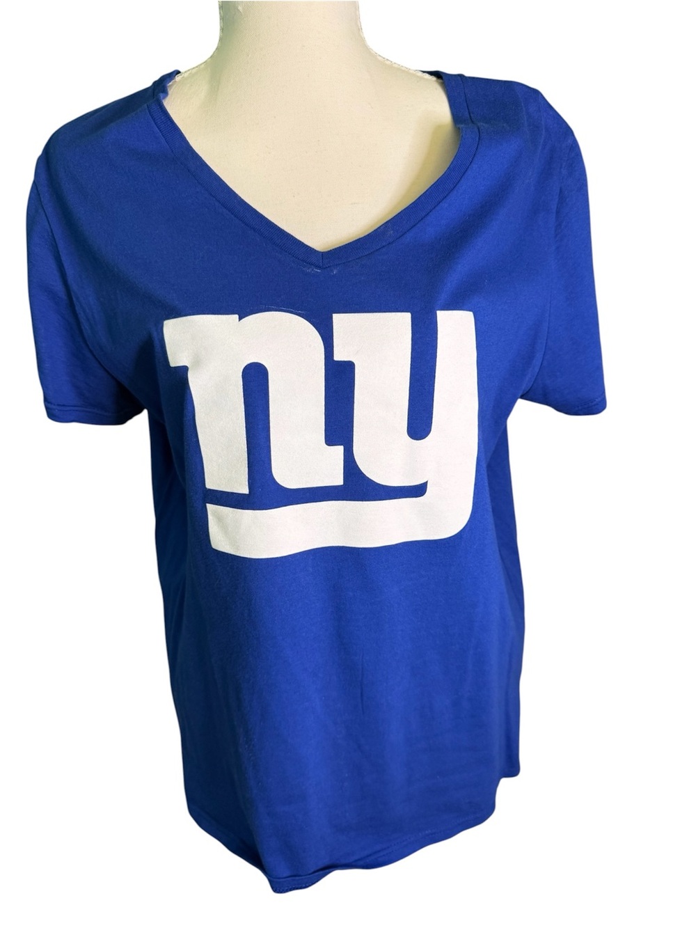 Women’s Royal Blue New York Giants Logo V-Neck Tee, XL